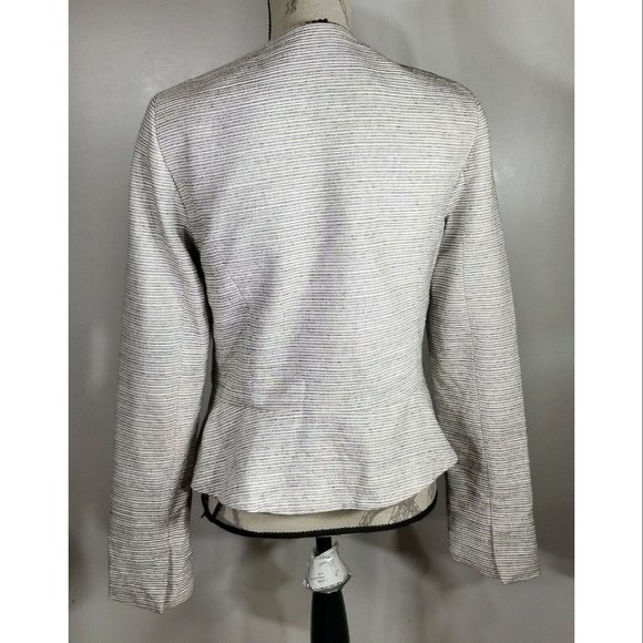 Halogen Open Front V-Neck Jacket, white/ Grey Tweed, Women's Size M - Picture 3 of 7